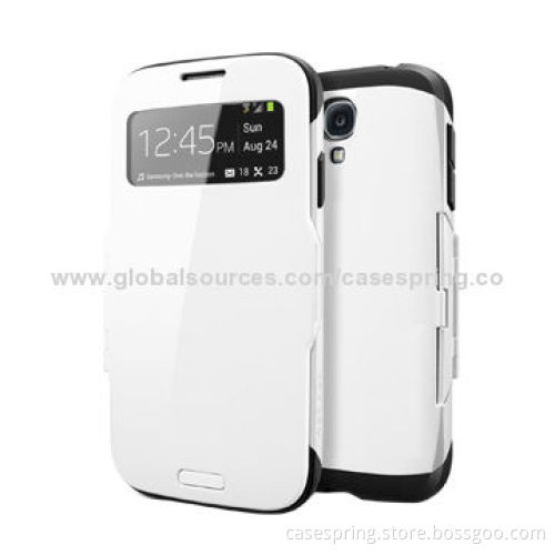 Wake-up Flip Leather Battery Case Cover for Samsung Galaxy S4, with Window Design